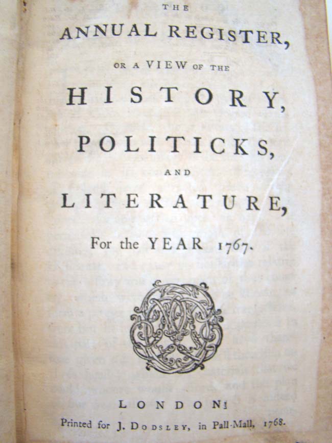 THE ANNUAL REGISTER or a View of the History, Politics and Literature for the Year 1767 — image 4
